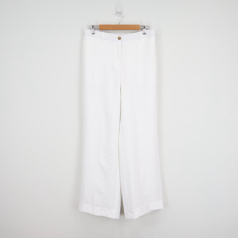 NWT J.Crew Harbor Pant Wide-Leg Lined In 100% Linen White Size Medium - Picture 3 of 9